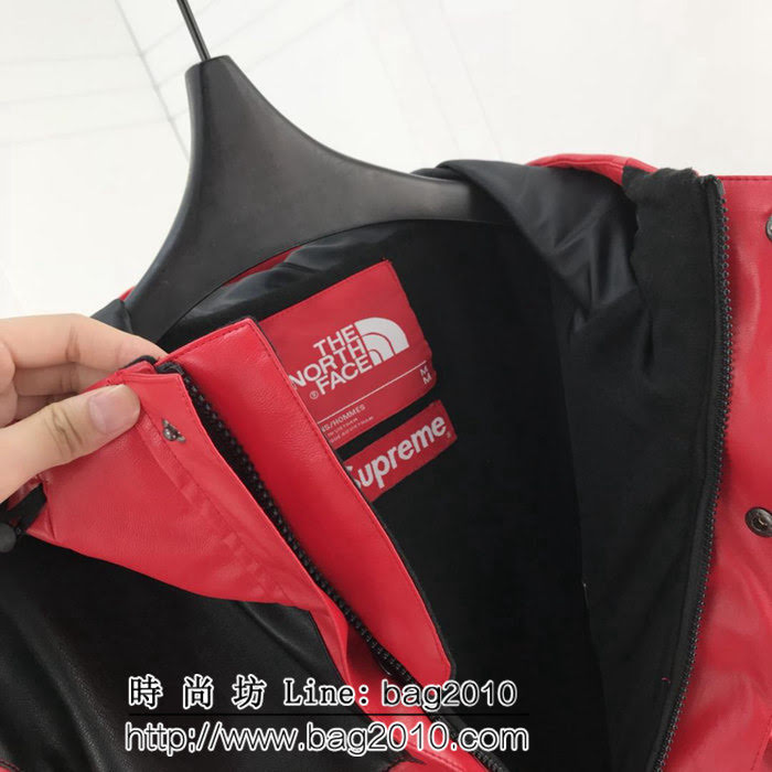 SUPREME X TNF 重工聯名皮質 紅色 抓絨衝鋒衣 情侶款 ydi1884